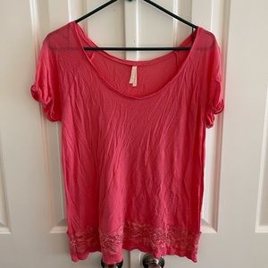 Pink blouse with lace